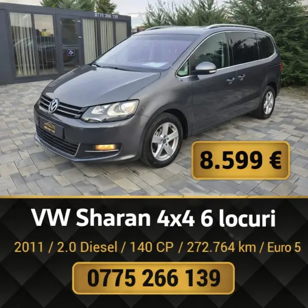 VW Sharan, 2011,2.0 Diesel,140 CP, 4x4, 6 louri, 272.764 KM, Euro 5