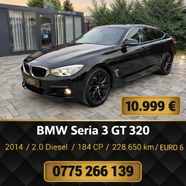 BMW 320D GT, xDrive, automat, 2014, 2.0 Diesel, 184 CP, 228.650 KM, Euro 6