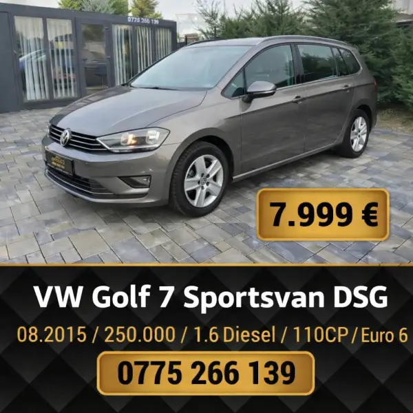 Volkswagen Golf 7, automat, 08/2015, 1.6 Diesel, 110 CP, 250.000 km, Euro 6