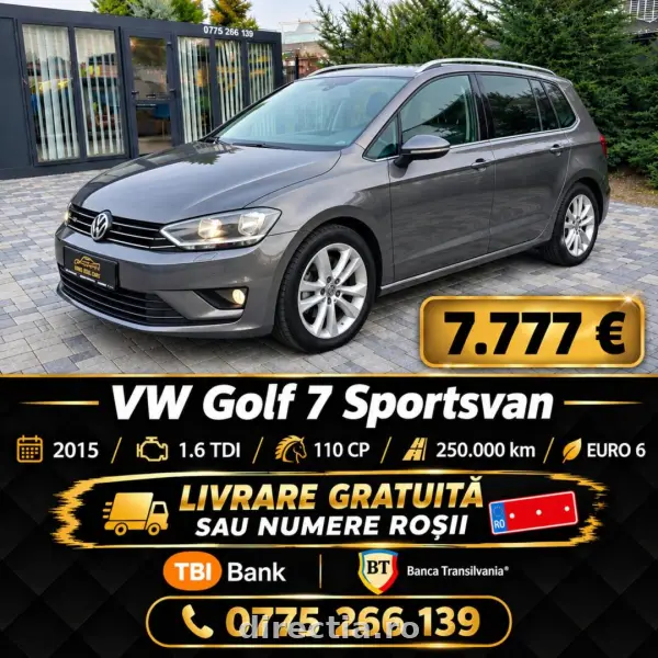 Volkswagen Golf 7, automat, 08/2015, 1.6 Diesel, 110 CP, 250.000 km, Euro 6