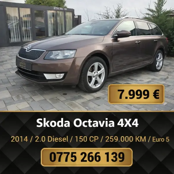 Skoda Octavia 4x4, 2014, 2.0 diesel, 150 CP, 259.000 km, Euro 5