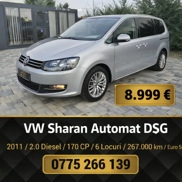 Volkswagen Sharan, automat, 2011, 2.0 Diesel, 170CP, 267.000 km, Euro 5